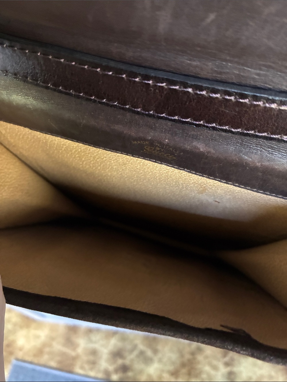 Gucci Brown Suede Messenger Bag with Green-Red Web Stripe - Picture 6 of 7
